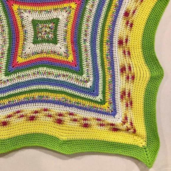 Small Handmade Crochet Blanket 45” x 47” Multicolor - Picture 6 of 16
